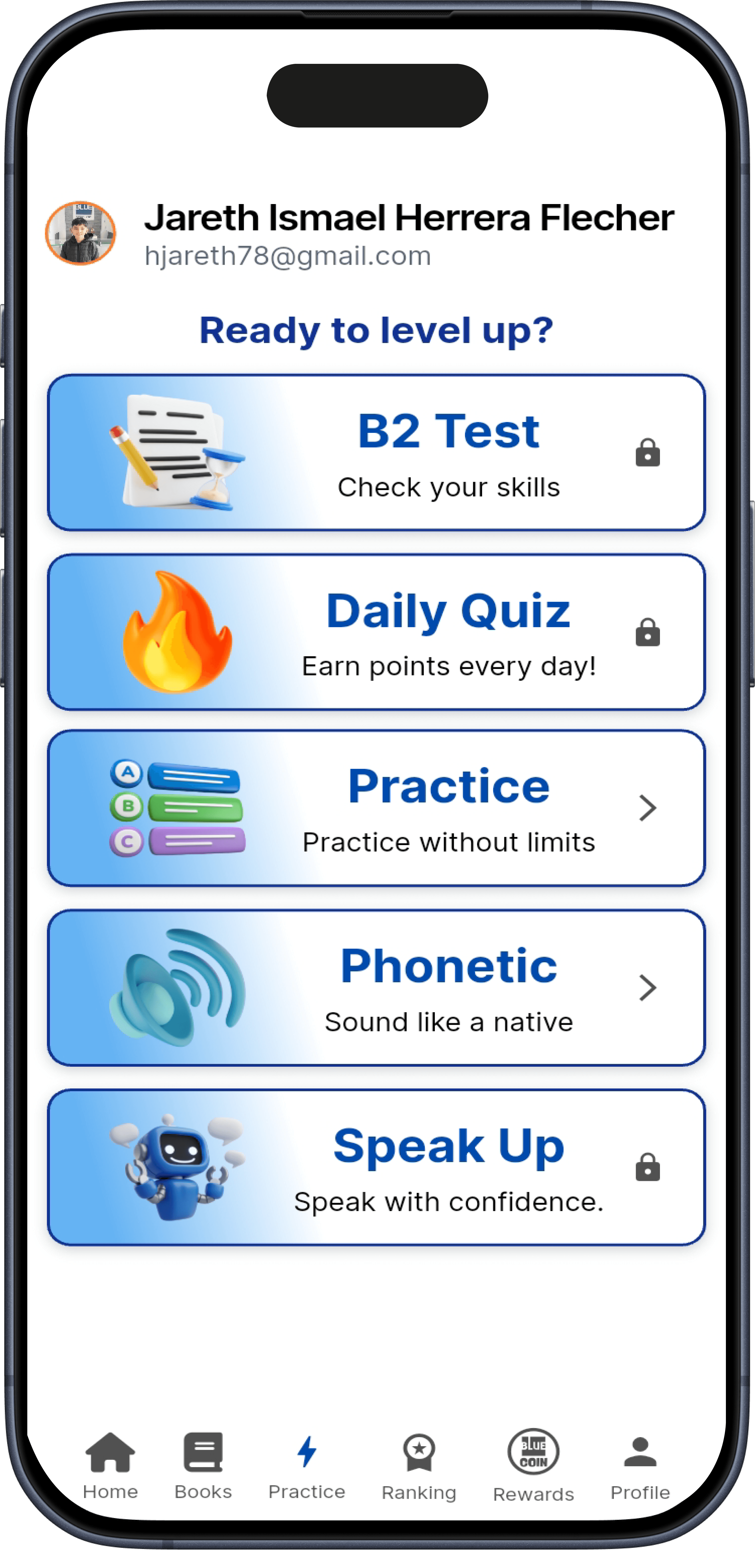 Blue English Mobile App